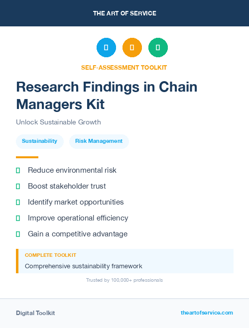 Research Findings in Chain Managers Kit