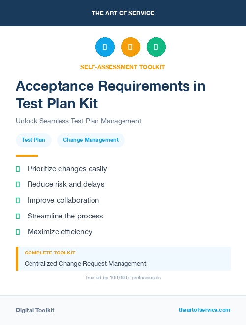 Acceptance Requirements in Test Plan Kit