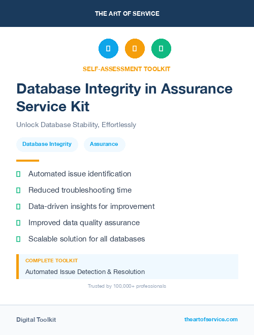 Database Integrity in Assurance Service Kit
