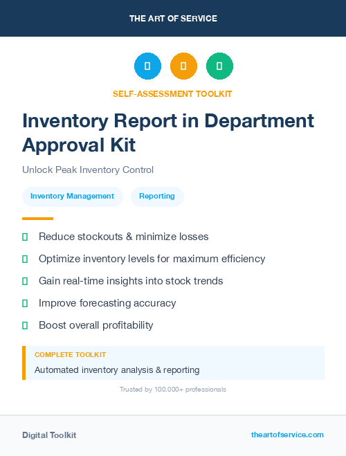 Inventory Report in Department Approval Kit