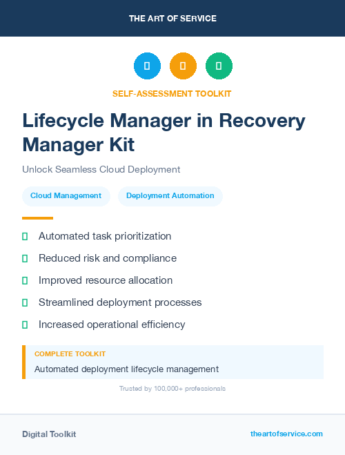 Lifecycle Manager in Recovery Manager Kit