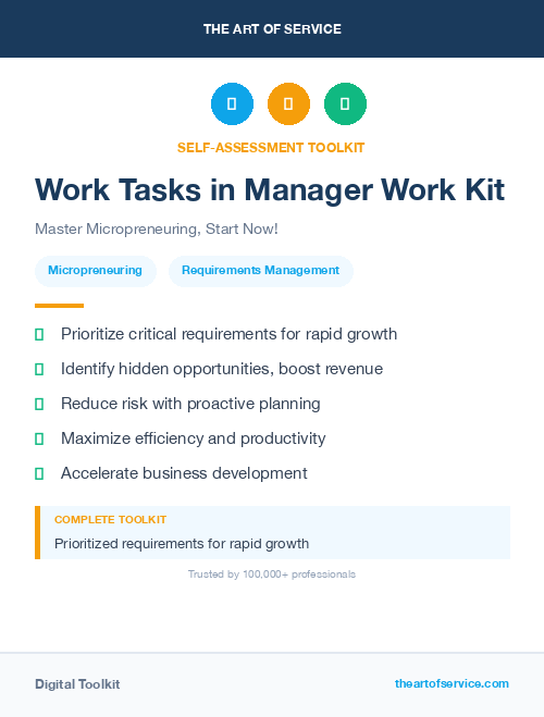 Work Tasks in Manager Work Kit
