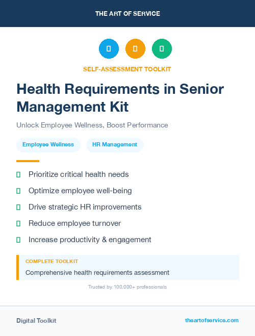Health Requirements in Senior Management Kit