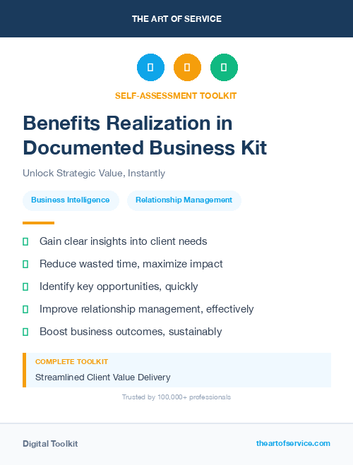Benefits Realization in Documented Business Kit