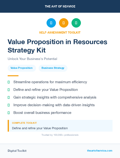 Value Proposition in Resources Strategy Kit