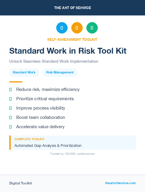 Standard Work in Risk Tool Kit