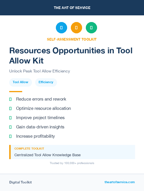 Resources Opportunities in Tool Allow Kit