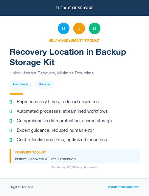 Recovery Location in Backup Storage Kit