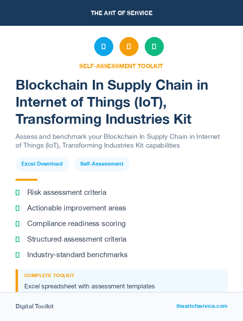 Blockchain In Supply Chain in Internet of Things (IoT), Transforming Industries Kit