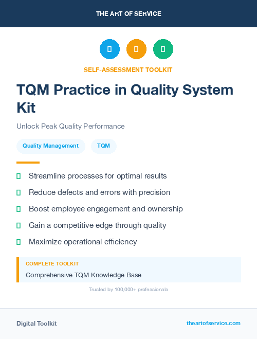 TQM Practice in Quality System Kit