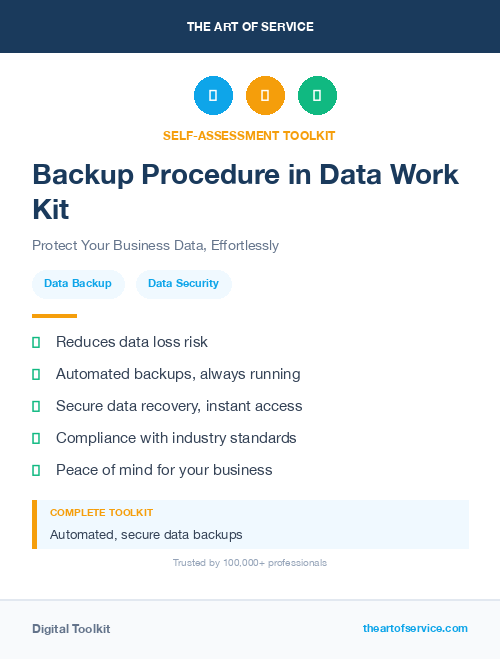 Backup Procedure in Data Work Kit