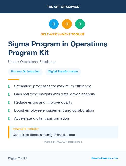 Sigma Program in Operations Program Kit