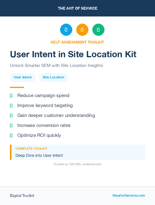 User Intent in Site Location Kit