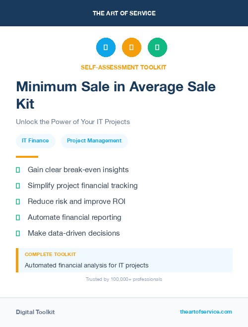 Minimum Sale in Average Sale Kit