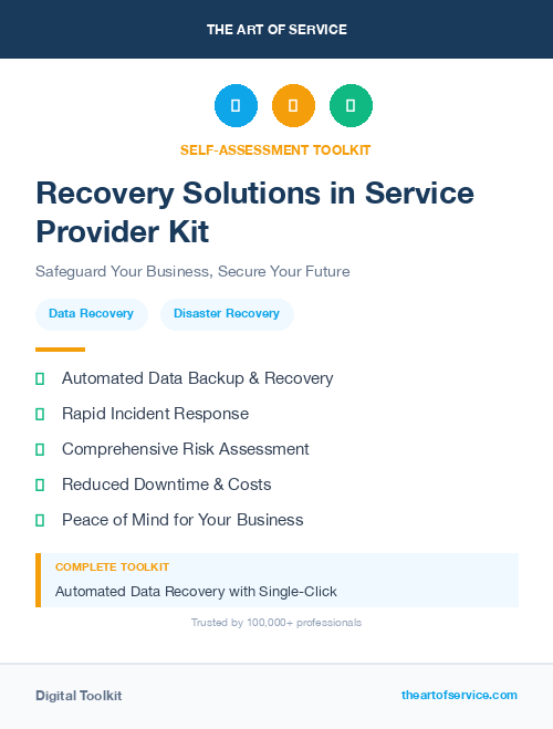 Recovery Solutions in Service Provider Kit