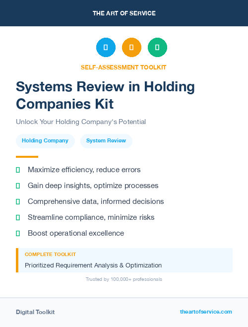 Systems Review in Holding Companies Kit