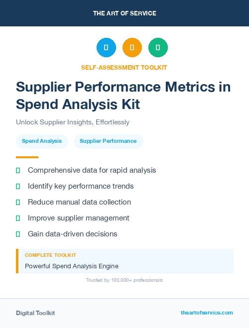 Supplier Performance Metrics in Spend Analysis Kit