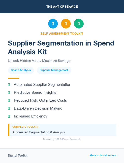 Supplier Segmentation in Spend Analysis Kit