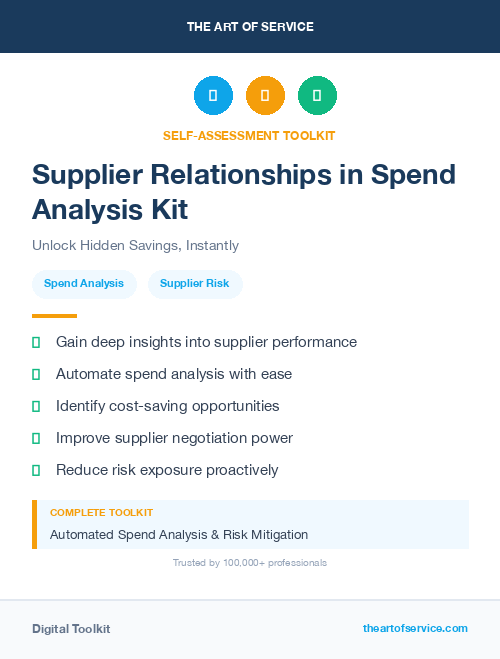 Supplier Relationships in Spend Analysis Kit