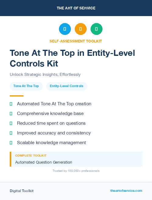 Tone At The Top in Entity-Level Controls Kit