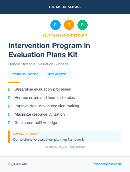Intervention Program in Evaluation Plans Kit