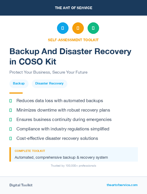 Backup And Disaster Recovery in COSO Kit