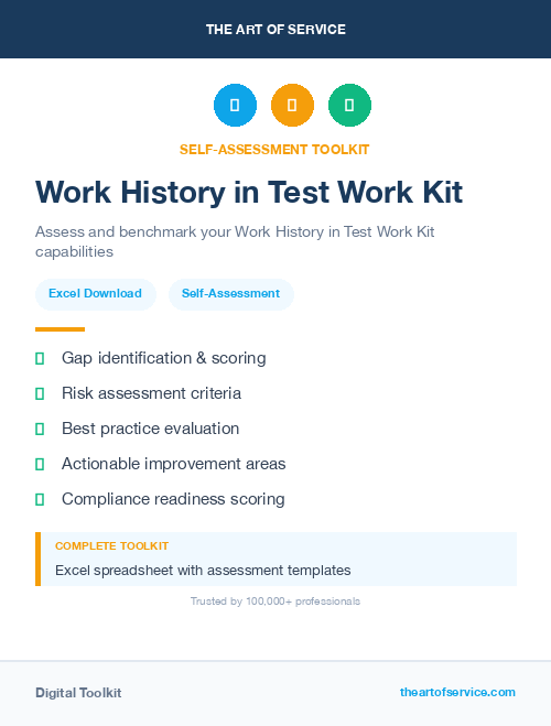 Work History in Test Work Kit