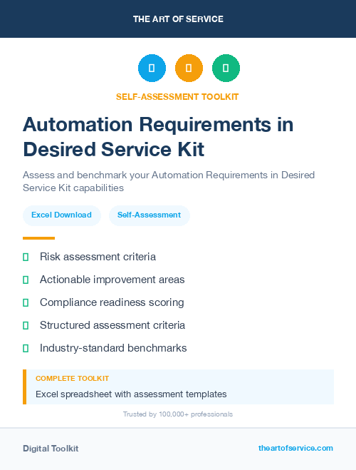 Automation Requirements in Desired Service Kit