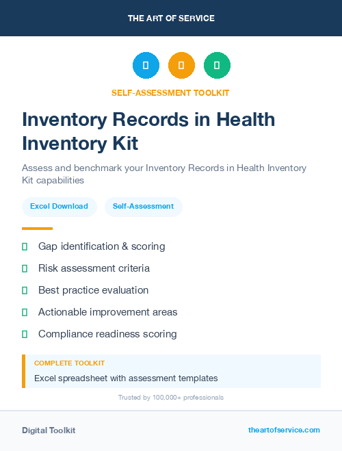 Inventory Records in Health Inventory Kit