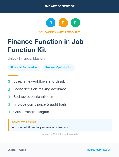 Finance Function in Job Function Kit