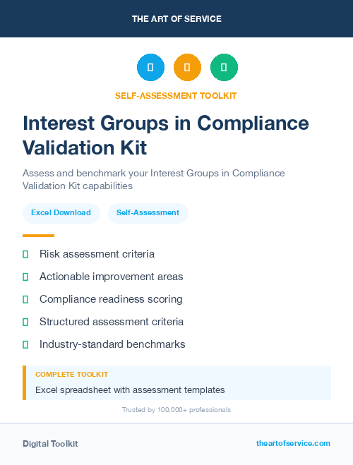 Interest Groups in Compliance Validation Kit
