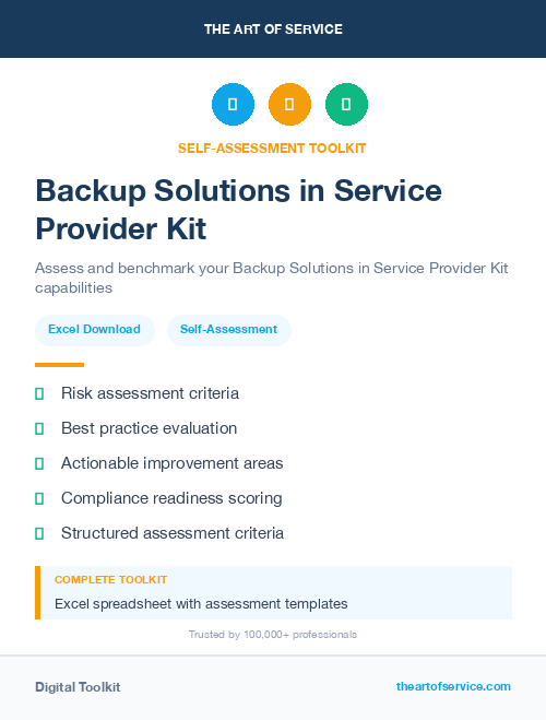 Backup Solutions in Service Provider Kit