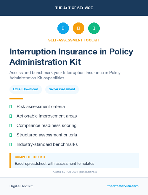 Interruption Insurance in Policy Administration Kit