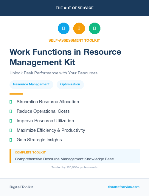 Work Functions in Resource Management Kit