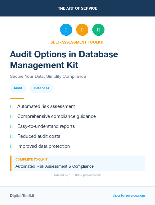 Audit Options in Database Management Kit