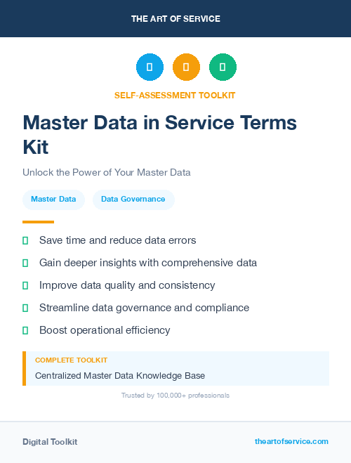 Master Data in Service Terms Kit