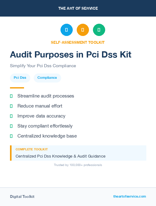Audit Purposes in Pci Dss Kit
