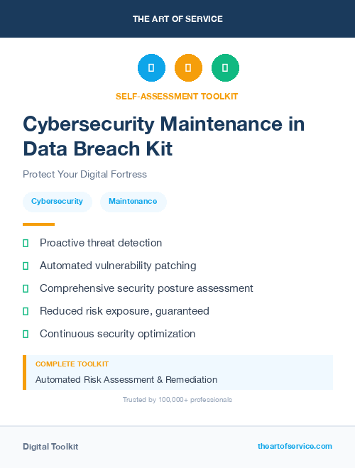 Cybersecurity Maintenance in Data Breach Kit