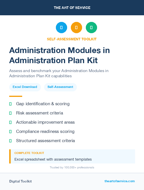 Administration Modules in Administration Plan Kit