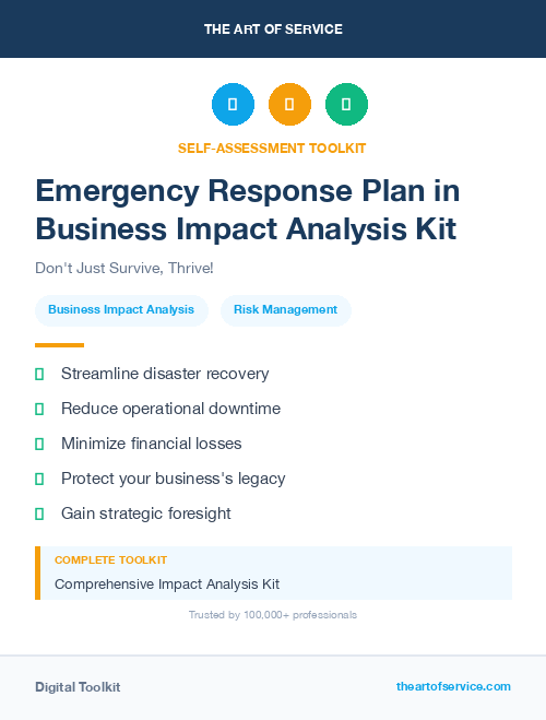 Emergency Response Plan in Business Impact Analysis Kit
