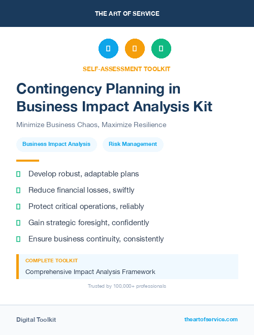 Contingency Planning in Business Impact Analysis Kit