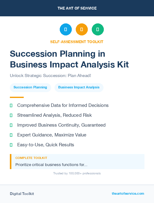 Succession Planning in Business Impact Analysis Kit