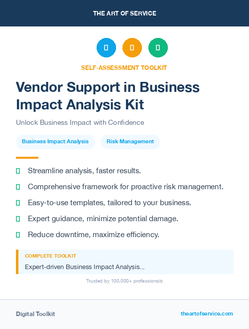 Vendor Support in Business Impact Analysis Kit