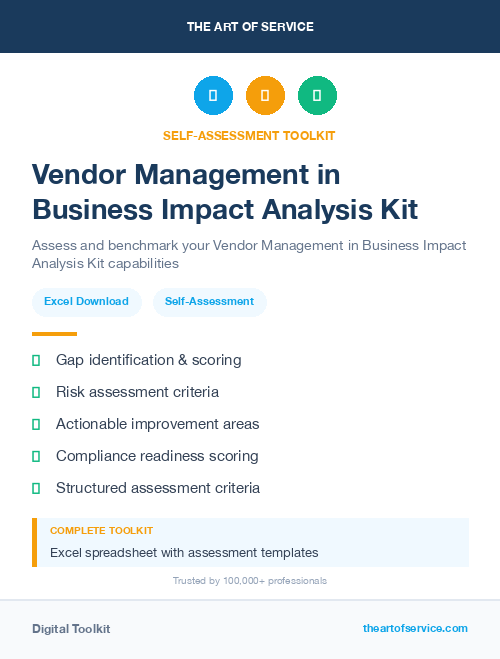 Vendor Management in Business Impact Analysis Kit