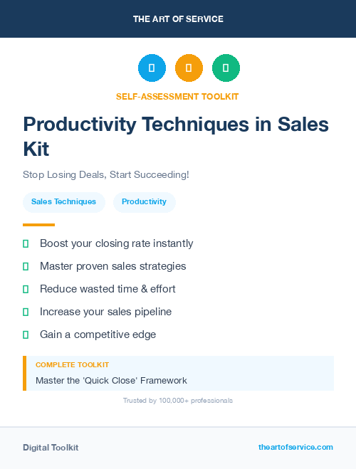 Productivity Techniques in Sales Kit