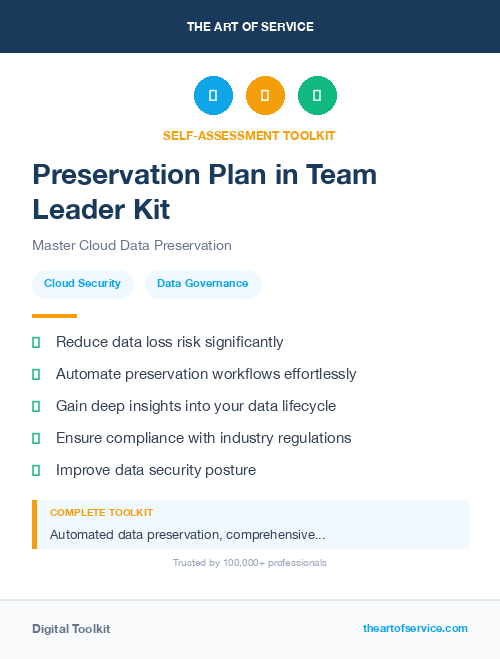 Preservation Plan in Team Leader Kit