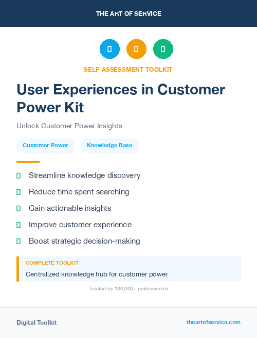 User Experiences in Customer Power Kit
