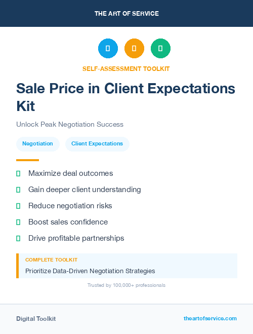 Sale Price in Client Expectations Kit