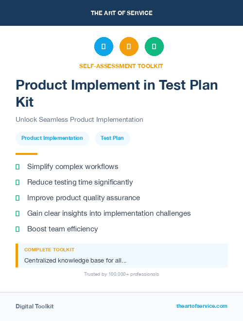 Product Implement in Test Plan Kit