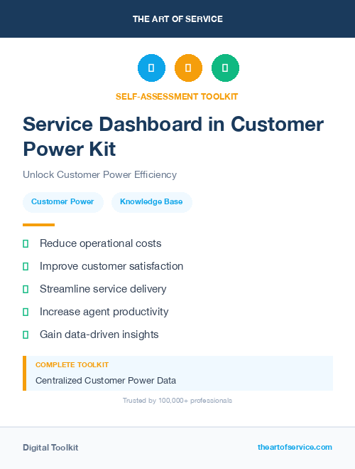 Service Dashboard in Customer Power Kit